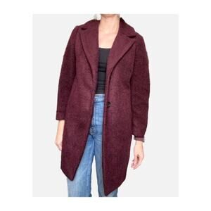 Banana Republic Knit Wool Overcoat Boucle Fall Coat Two Button Burgundy Wine S